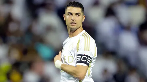 Cristiano Ronaldo of Al Nassr looks on during the Saudi Pro League match between Al Qadsiah and Al Nassr at Prince Mohamed bin Fahd Stadium on April 18, 2025 in Al Khobar, Saudi Arabia.
