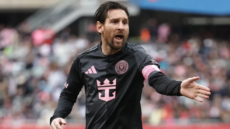 Lionel Messi #10 of Inter Miami CF reacts during the MLS match between Chicago Fire FC and Inter Miami CF at Soldier Field on April 13, 2025 in Chicago, Illinois.