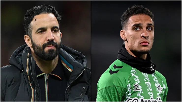 Ruben Amorim (L) , Manager of Manchester United, and Antony (R) of Real Betis.