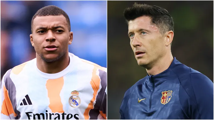 Kylian Mbappe (left) and Robert Lewandowski (right)