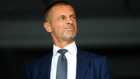06: Aleksander Ceferin, President of UEFA looks on prior to the UEFA Champions League group E match between Dinamo Zagreb and Chelsea FC at Stadion Maksimir on September 06, 2022 in Zagreb, Croatia.