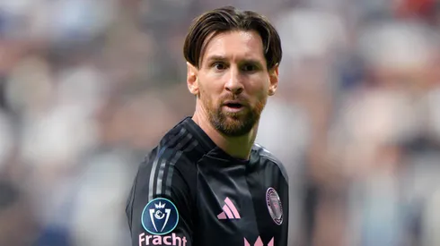 Lionel Messi #10 of Inter Miami CF reacts following the team's defeat after the CONCACAF Champions Cup Semi-final first leg match between Vancouver Whitecaps and Inter Miami CF at BC Place on April 24, 2025 in Vancouver, British Columbia.
