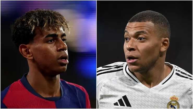 Lamine Yamal (L) of Barcelona and Kylian Mbappe (R) of Real Madrid.