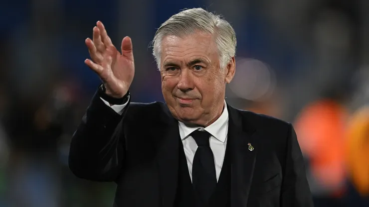 Carlo Ancelotti, Head Coach of Real Madrid, gestures during the LaLiga match between Getafe CF and Real Madrid CF at Coliseum Alfonso Perez on April 23, 2025 in Getafe, Spain.