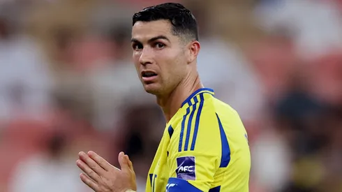 Cristiano Ronaldo of Al Nassr reacts during the AFC Champions League Elite Semi Final between Al Nassr and Kawasaki Frontale at King Abdullah Sports City Hall Stadium on April 30, 2025 in Jeddah, Saudi Arabia.