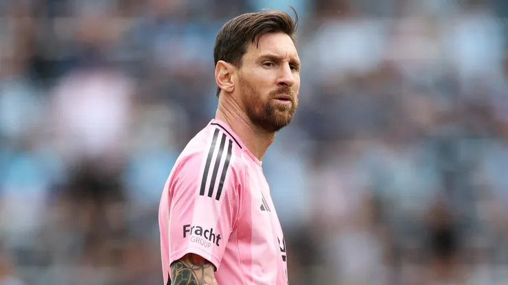 Lionel Messi #10 of Inter Miami CF reacts during the MLS match between Minnesota United FC and Inter Miami CF at Allianz Field on May 10, 2025 in St Paul, Minnesota.