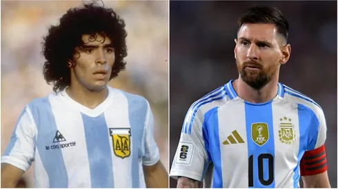 Diego Maradona (L) and Lionel Messi (R), legends of Argentina.