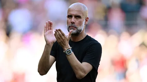 Pep Guardiola, Manager of Manchester City, acknowledges the fans, after the teams 0-0 draw in the Premier League match between Southampton FC and Manchester City FC at St Mary's Stadium on May 10, 2025 in Southampton, England.