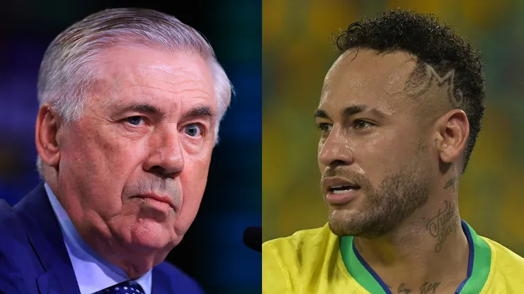 Carlo Ancelotti (L) and Neymar (R) of Brazil national team.