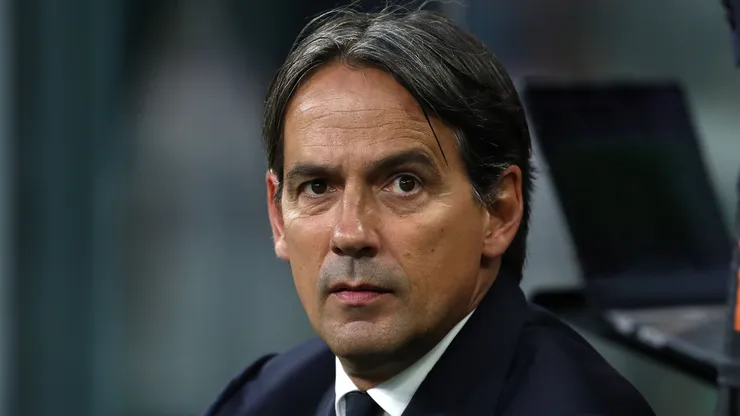 FC Internazionale coach Simone Inzaghi looks on before the Serie A match between FC Internazionale and SS Lazio at Stadio Giuseppe Meazza on May 18, 2025 in Milan, Italy.