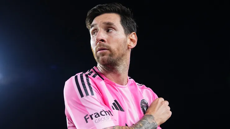 Lionel Messi #10 of Inter Miami CF reacts after the team's victory in the MLS match between Inter Miami CF and Columbus Crew at Chase Stadium on May 31, 2025 in Fort Lauderdale, Florida.