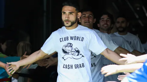 Cristian Roldan #7 of the Seattle Sounders walks onto the field for warm ups before the game against the Minnesota United FC at Lumen Field on June 01, 2025 in Seattle, Washington.