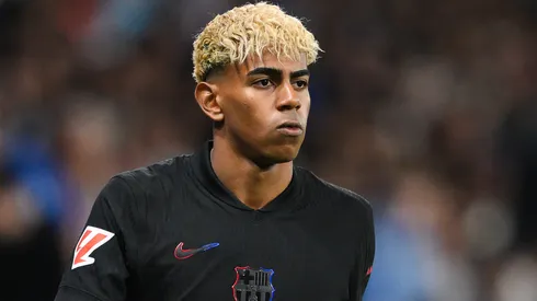 Lamine Yamal of FC Barcelona looks on during the LaLiga match between RCD Espanyol de Barcelona and FC Barcelona at RCDE Stadium on May 14, 2025 in Barcelona, Spain.