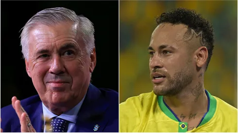 Carlo Ancelotti (L) and Neymar (R) of Brazil national team.