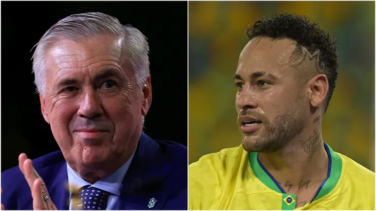 Carlo Ancelotti (L) and Neymar (R) of Brazil national team.