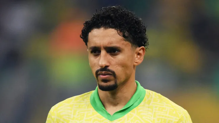 Marquinhos of Brazil lines up prior to the South American FIFA World Cup 2026 Qualifier match between Brazil and Uruguay at Arena Fonte Nova on November 19, 2024 in Salvador, Brazil.
