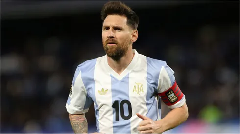 Lionel Messi playing for Argentina.