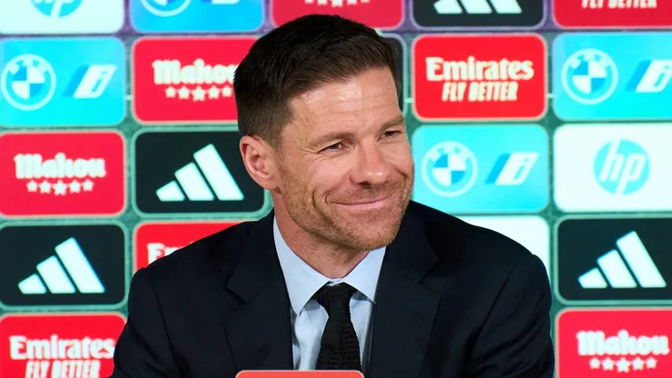 Xabi Alonso speaks in the press conference during his unveiling as new Head Coach of Real Madrid at Valdebebas training ground on May 26, 2025 in Madrid, Spain.