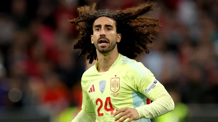 Marc Cucurella of Spain reacts during the UEFA Nations League 2025 final match between Portugal and Spain at Munich Football Arena on June 08, 2025 in Munich, Germany.