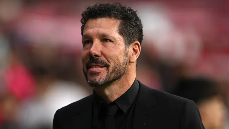 Diego Simeone, Head Coach of Atletico de Madrid, looks on prior to the LaLiga match between Atletico de Madrid and Real Valladolid CF at Riyadh Air Metropolitano on April 14, 2025.