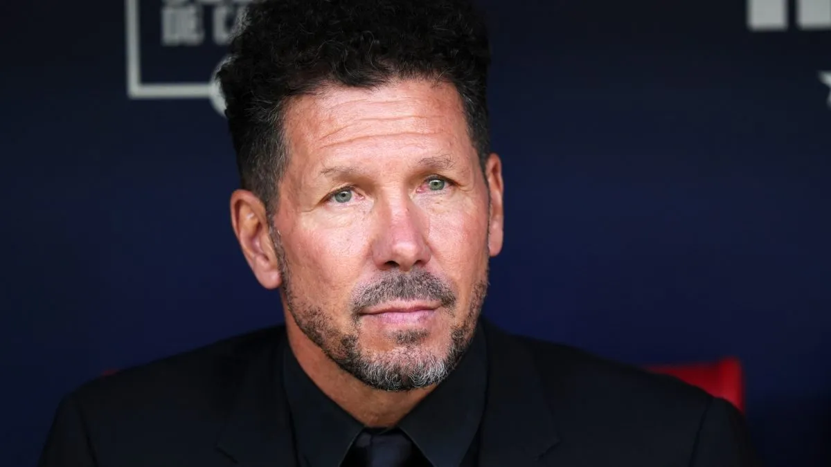 Diego Simeone, Head Coach of Atletico Madrid, looks on prior to the LaLiga EA Sports match between Atletico Madrid and Celta Vigo at Civitas Metropolitano Stadium on May 12, 2024. (Source: Angel Martinez/Getty Images)