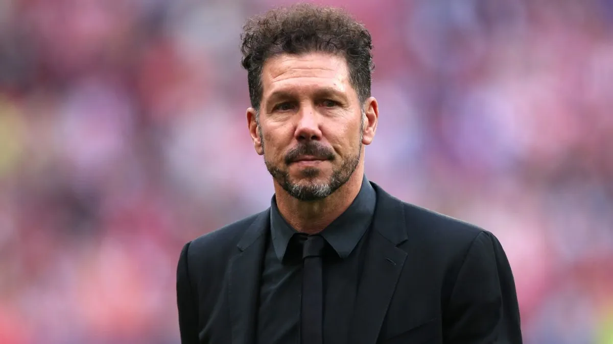 Diego Simeone, Head Coach of Atletico Madrid, looks on prior to the LaLiga EA Sports match between Atletico Madrid and CA Osasuna at Civitas Metropolitano Stadium in 2024. (Source: Florencia Tan Jun/Getty Images)