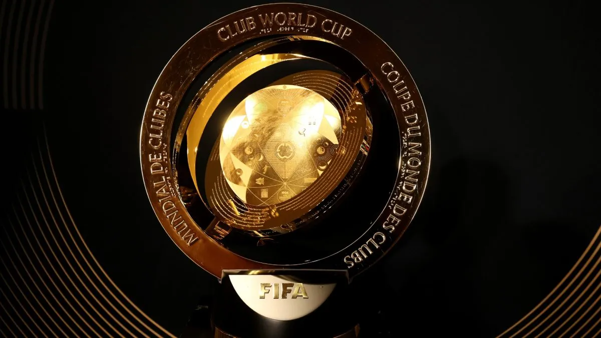 A detailed view of the 2025 FIFA Club World Cup Trophy at BMO Stadium on May 30, 2025. (Source: Luke Hales/Getty Images)