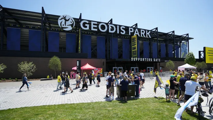 Nashville SC fans line up inside the stadium for the Inaugural home opener game between Philadelphia Union and Nashville SC at GEODIS Park on May 01, 2022.