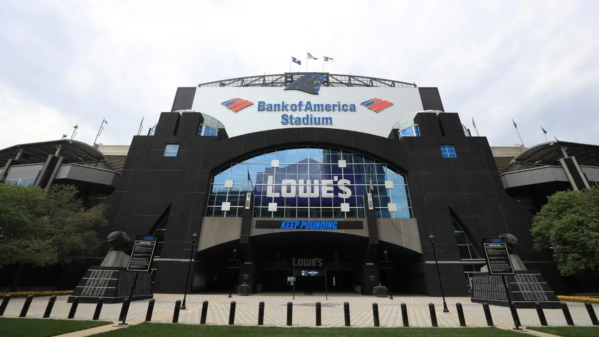 A general view of Bank of America Stadium empty during the coronavirus (COVID-19) pandemic on April 07, 2020. (Source: Streeter Lecka/Getty Images)