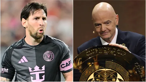Lionel Messi (left) and Gianni Infantino (right)