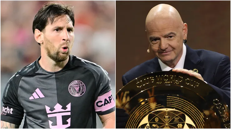 Lionel Messi (left) and Gianni Infantino (right)