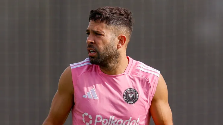Jordi Alba (18) of Inter Miami CF participates at an Inter Miami Training Session at Florida Blue Training Center on June 11, 2025 in Fort Lauderdale, Florida.