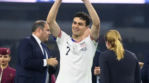 Gio Reyna during the Concacaf Nations League final match between Mexico and USMNT at AT&T Stadium on March 24, 2024 in Arlington, Texas.