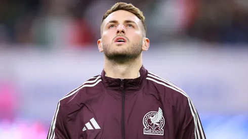 Santiago Gimenez of Mexico looks on during the CONMEBOL Copa America 2024 Group B match between Mexico and Jamaica at NRG Stadium on June 22, 2024 in Houston, Texas.