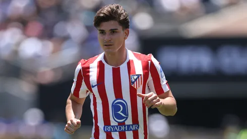 Julian Alvarez of Atletico de Madrid in action during the FIFA Club World Cup 2025 group B match between Paris Saint-Germain FC and Club Atletico de Madrid at Rose Bowl Stadium on June 15, 2025 in Pasadena, California.
