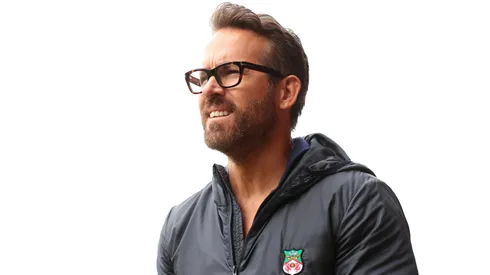 Ryan Reynolds, Owner of Wrexham looks on prior to the Vanarama National League match between Wrexham and Boreham Wood at Racecourse Ground on April 22, 2023 in Wrexham, Wales.