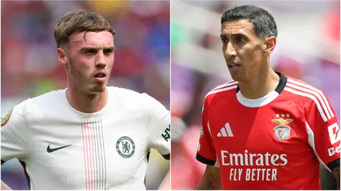 Cole Palmer (L) #10 of Chelsea FC and Angel Di Maria (R) #11 of SL Benfica.