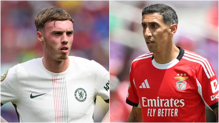 Cole Palmer (L) #10 of Chelsea FC and Angel Di Maria (R) #11 of SL Benfica.