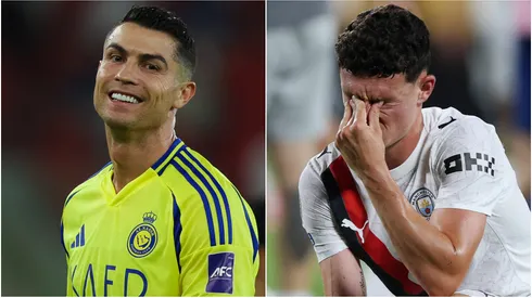 Cristiano Ronaldo (L) of Al Nassr and Phil Foden (R) of Manchester City.