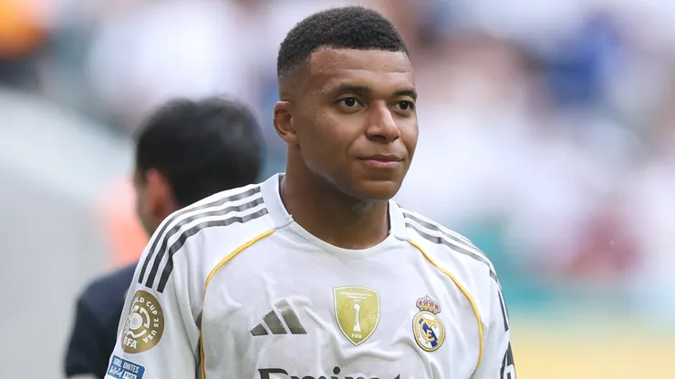 Kylian Mbappe #9 of Real Madrid C.F. looks on during the FIFA Club World Cup 2025 round of 16 match between Real Madrid CF and Juventus FC at Hard Rock Stadium on July 01, 2025 in Miami Gardens, Florida.