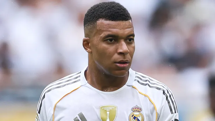 Kylian Mbappe #9 of Real Madrid C.F. looks on during the FIFA Club World Cup 2025 round of 16 match between Real Madrid CF and Juventus FC at Hard Rock Stadium on July 01, 2025 in Miami Gardens, Florida.