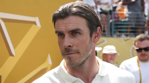 Former Real Madrid C. F. footballer Gareth Bale looks on prior to the FIFA Club World Cup 2025 semi-final match between Paris Saint-Germain and Real Madrid CF at MetLife Stadium on July 09, 2025 in East Rutherford, New Jersey.