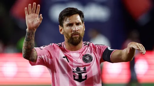 Lionel Messi #10 of Inter Miami CF waves to the fans after the MLS match between New England Revolution and Inter Miami CF at Gillette Stadium on July 09, 2025 in Foxborough, Massachusetts.