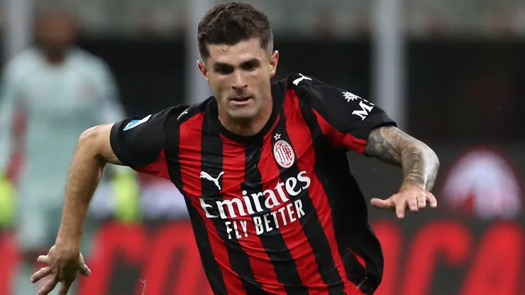 Christian Pulisic of AC Milan in action during the Serie A match between AC Milan and AC Monza at Stadio Giuseppe Meazza on May 24, 2025 in Milan, Italy.