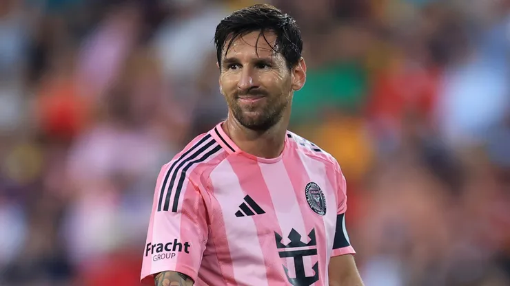 Lionel Messi #10 of Inter Miami CF reacts during the MLS match between New York Red Bulls and Inter Miami CF at Sports Illustrated Stadium on July 19, 2025 in Harrison, New Jersey.