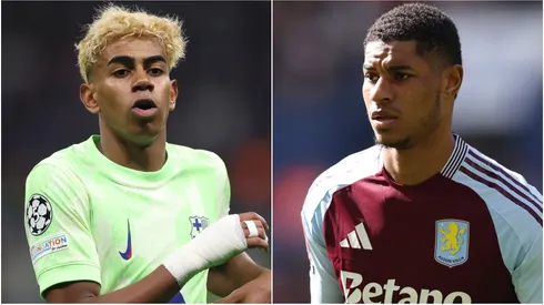 Lamine Yamal (L) of FC Barcelona and Marcus Rashford (R) of Aston Villa.