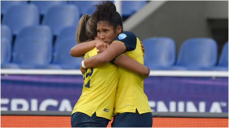 Nayely Bolaños of Ecuador celebrates after scoring