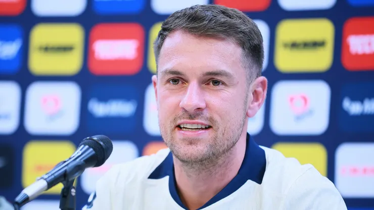Aaron Ramsey, speaks during his unveiling as new player of Pumas UNAM at La Cantera on July 03, 2025 in Mexico City, Mexico.