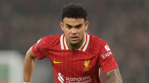 Luis Diaz of Liverpool during the Premier League match between Liverpool FC and Manchester United FC at Anfield on January 05, 2025 in Liverpool, England.