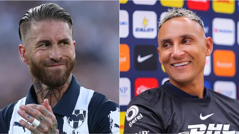 Sergio Ramos of CF Monterrey and Keylor Navas of Pumas UNAM.
